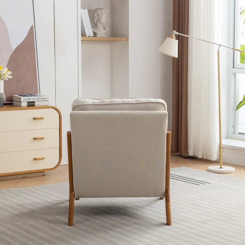 Fauteuil d'appoint avec coussin Boucle mi-siècle gris clair / blanc / orange / beige — Assise simple