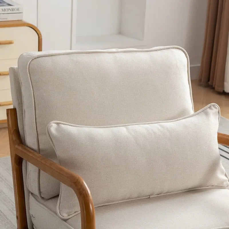 Fauteuil d'appoint avec coussin Boucle mi-siècle gris clair / blanc / orange / beige — Assise simple