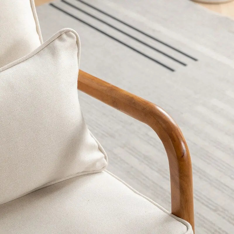 Fauteuil d'appoint avec coussin Boucle mi-siècle gris clair / blanc / orange / beige — Assise simple