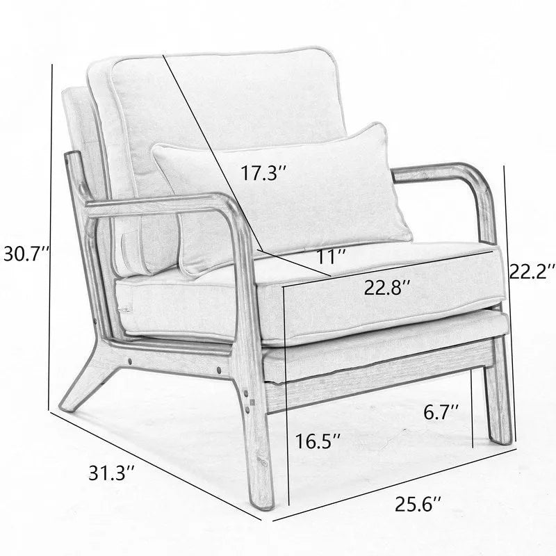 Fauteuil d'appoint avec coussin Boucle mi-siècle gris clair / blanc / orange / beige — Assise simple