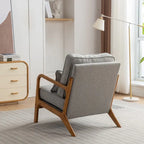 Fauteuil d'appoint avec coussin Boucle mi-siècle gris clair / blanc / orange / beige — Assise simple