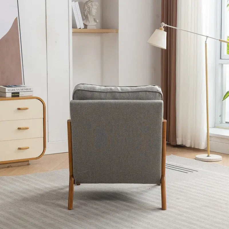 Fauteuil d'appoint avec coussin Boucle mi-siècle gris clair / blanc / orange / beige — Assise simple