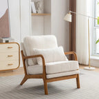 Fauteuil d'appoint avec coussin Boucle mi-siècle gris clair / blanc / orange / beige — Assise simple