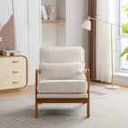 Fauteuil d'appoint avec coussin Boucle mi-siècle gris clair / blanc / orange / beige — Assise simple