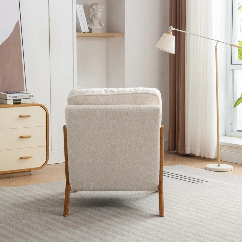 Fauteuil d'appoint avec coussin Boucle mi-siècle gris clair / blanc / orange / beige — Assise simple