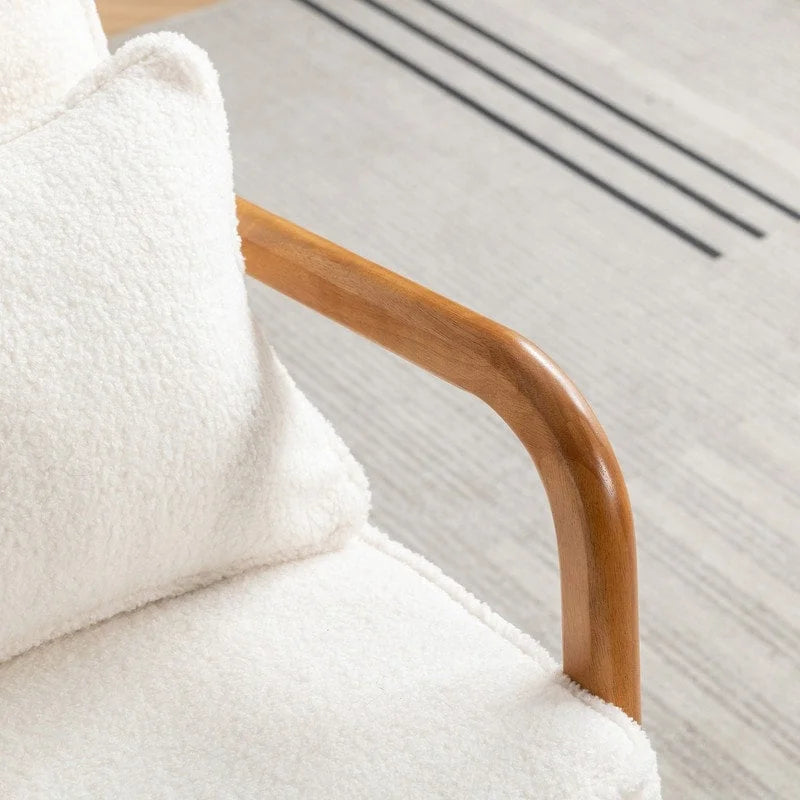 Fauteuil d'appoint avec coussin Boucle mi-siècle gris clair / blanc / orange / beige — Assise simple
