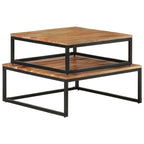 Tables basses gigognes en bois marron, lot de 2