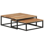 Tables basses gigognes en bois marron, lot de 2