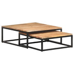 Tables basses gigognes en bois marron, lot de 2