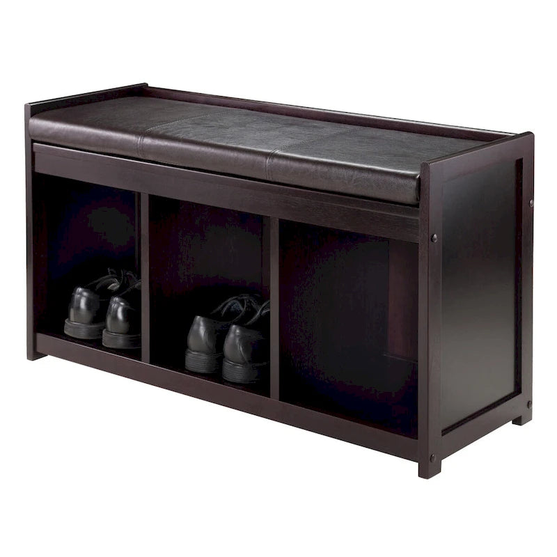 Banc de rangement deux places Espresso avec coussin d'assise