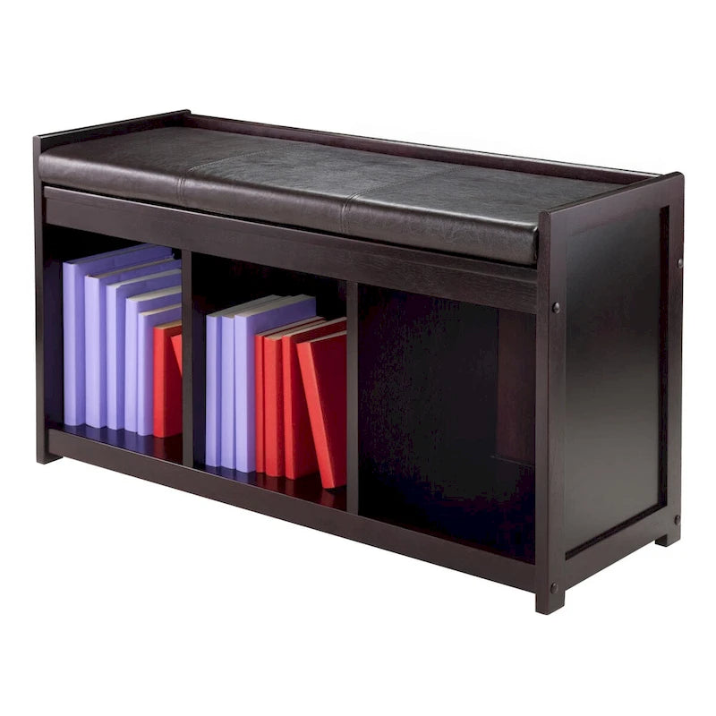 Banc de rangement deux places Espresso avec coussin d'assise