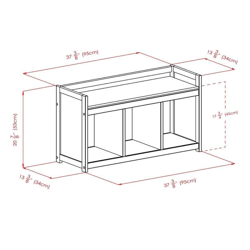 Banc de rangement deux places Espresso avec coussin d'assise