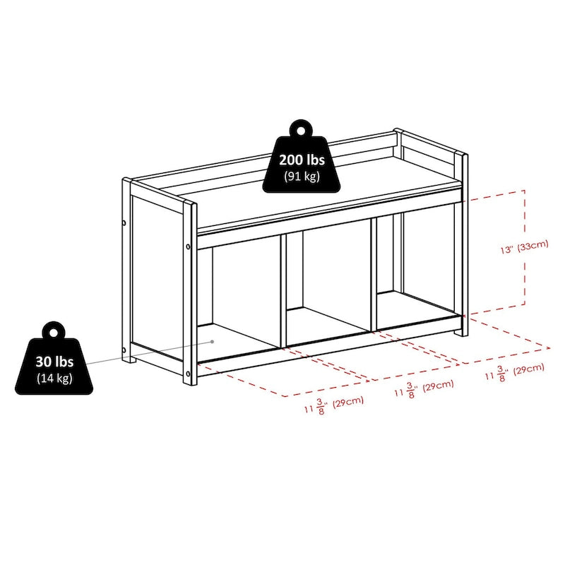 Banc de rangement deux places Espresso avec coussin d'assise
