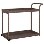 vidaXL Chariot de Bar d'Extérieur 2 Niveaux Desserte Roulante Chariot de Service en Rotin PE - 100 x 45 x 83 cm