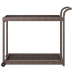 vidaXL Chariot de Bar d'Extérieur 2 Niveaux Desserte Roulante Chariot de Service en Rotin PE - 100 x 45 x 83 cm