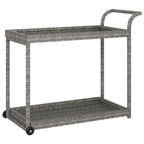 vidaXL Chariot de Bar d'Extérieur 2 Niveaux Desserte Roulante Chariot de Service en Rotin PE - 100 x 45 x 83 cm
