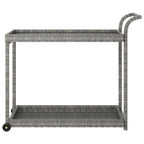 vidaXL Chariot de Bar d'Extérieur 2 Niveaux Desserte Roulante Chariot de Service en Rotin PE - 100 x 45 x 83 cm