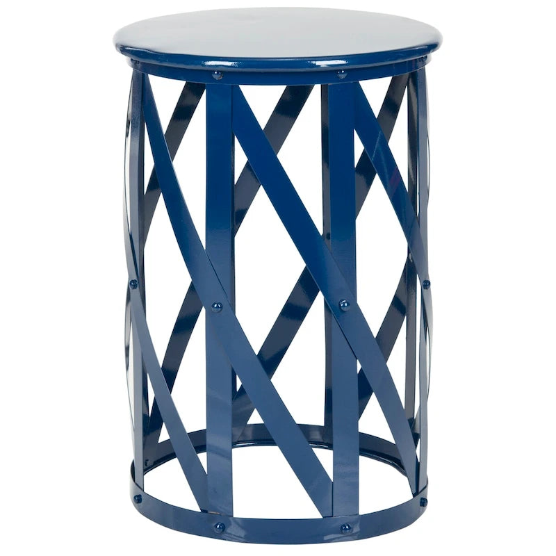Tabouret d'appoint en fer à motif treillis marine/gris – 1 place