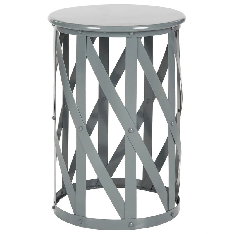 Tabouret d'appoint en fer à motif treillis marine/gris – 1 place