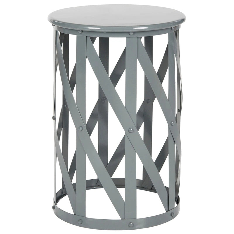 Tabouret d'appoint en fer à motif treillis marine/gris – 1 place