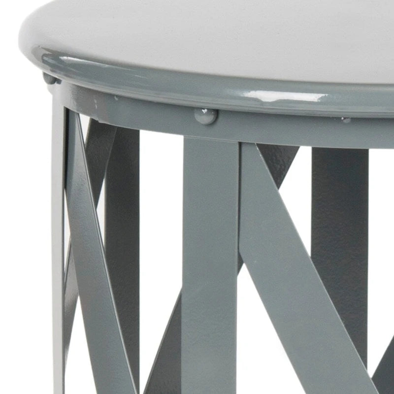 Tabouret d'appoint en fer à motif treillis marine/gris – 1 place