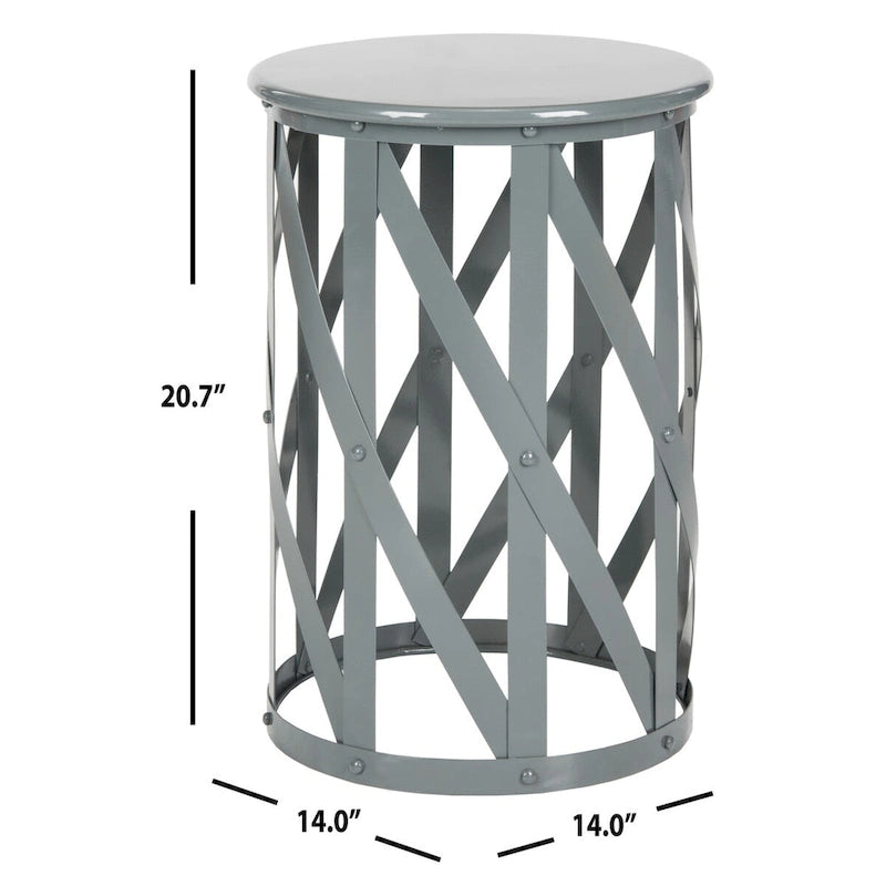 Tabouret d'appoint en fer à motif treillis marine/gris – 1 place