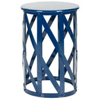 Tabouret d'appoint en fer à motif treillis marine/gris – 1 place