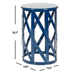 Tabouret d'appoint en fer à motif treillis marine/gris – 1 place