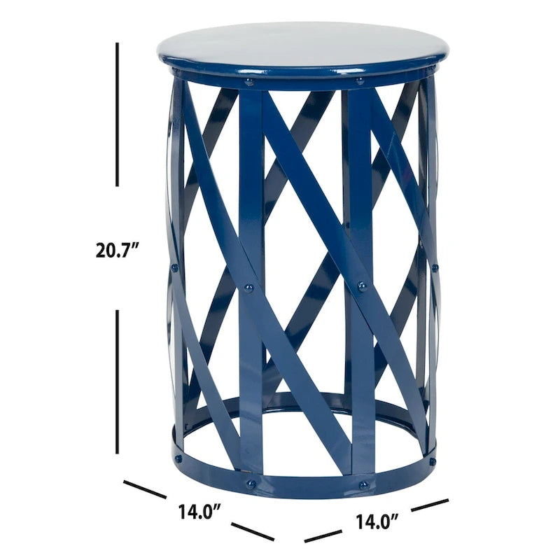 Tabouret d'appoint en fer à motif treillis marine/gris – 1 place