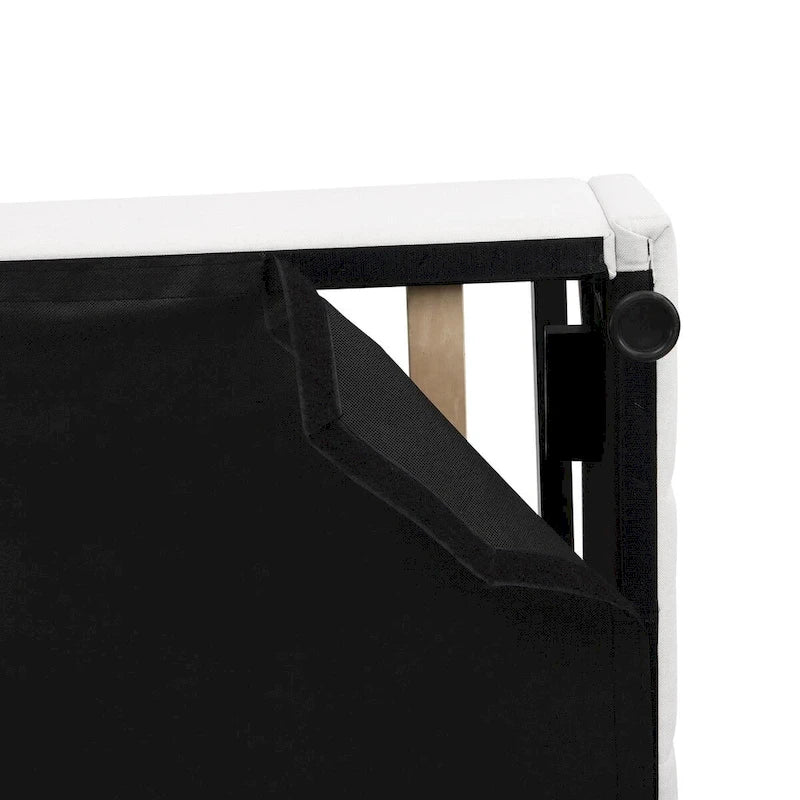 Lit plateforme blanc capitonné avec rangement hydraulique – Taille complète, pour 2 personnes