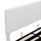 Lit plateforme blanc capitonné avec rangement hydraulique – Taille complète, pour 2 personnes