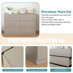 Commode sans poignée à 6 tiroirs, gris clair / gris foncé / marron, style moderne, usage unique