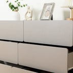Commode sans poignée à 6 tiroirs, gris clair / gris foncé / marron, style moderne, usage unique