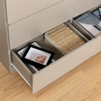 Commode sans poignée à 6 tiroirs, gris clair / gris foncé / marron, style moderne, usage unique