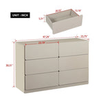 Commode sans poignée à 6 tiroirs, gris clair / gris foncé / marron, style moderne, usage unique