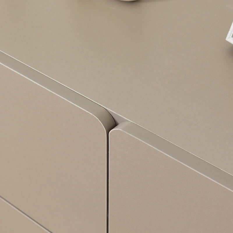 Commode sans poignée à 6 tiroirs, gris clair / gris foncé / marron, style moderne, usage unique