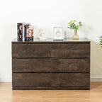 Commode sans poignée à 6 tiroirs, gris clair / gris foncé / marron, style moderne, usage unique