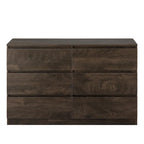 Commode sans poignée à 6 tiroirs, gris clair / gris foncé / marron, style moderne, usage unique