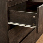 Commode sans poignée à 6 tiroirs, gris clair / gris foncé / marron, style moderne, usage unique
