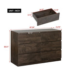 Commode sans poignée à 6 tiroirs, gris clair / gris foncé / marron, style moderne, usage unique