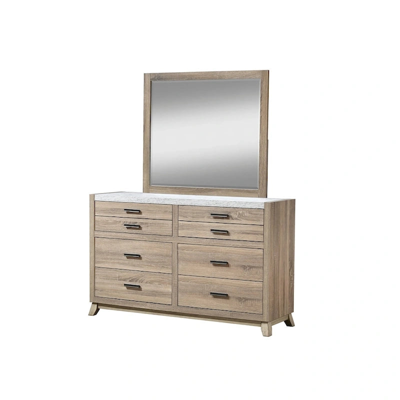 Chambre à coucher 3 pièces – Panneau brun clair – Grand lit / Très grand lit