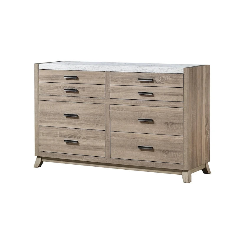 Chambre à coucher 3 pièces – Panneau brun clair – Grand lit / Très grand lit