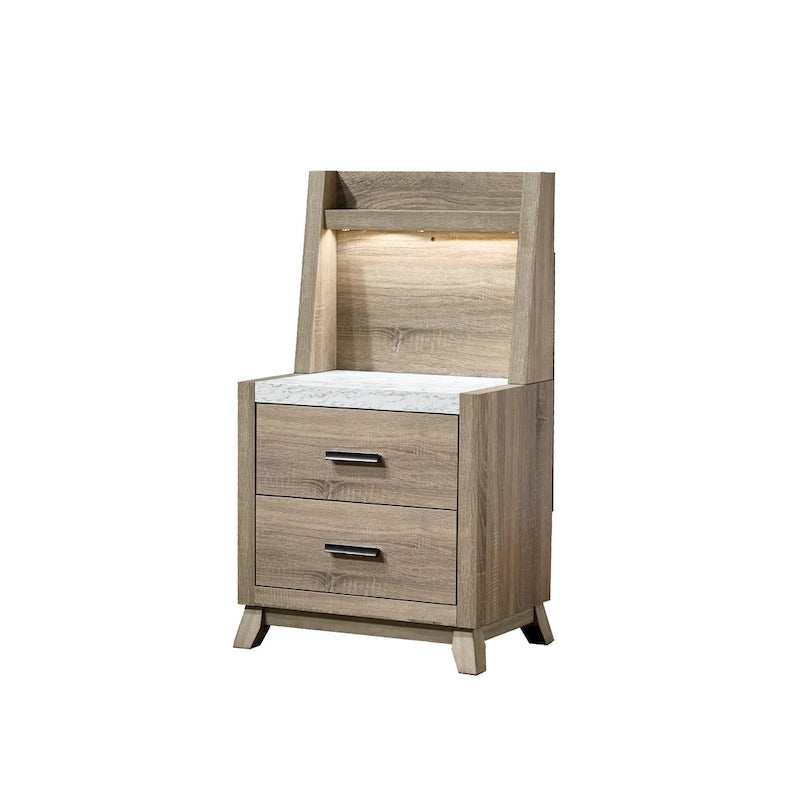 Chambre à coucher 3 pièces – Panneau brun clair – Grand lit / Très grand lit