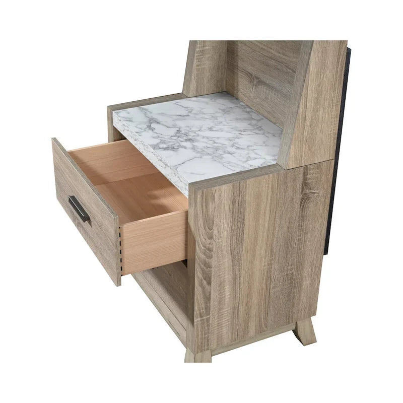 Chambre à coucher 3 pièces – Panneau brun clair – Grand lit / Très grand lit