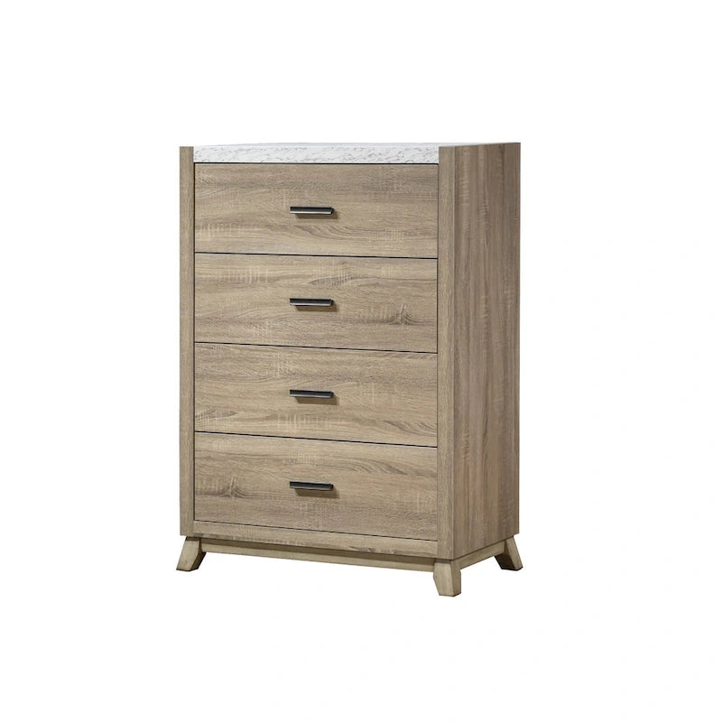 Chambre à coucher 3 pièces – Panneau brun clair – Grand lit / Très grand lit