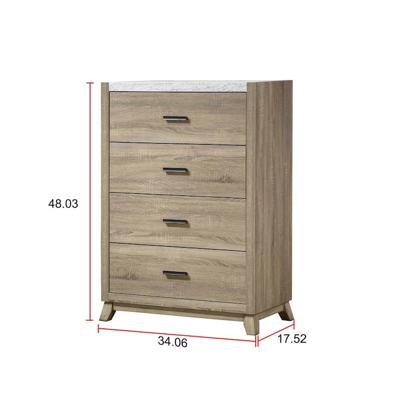 Chambre à coucher 3 pièces – Panneau brun clair – Grand lit / Très grand lit