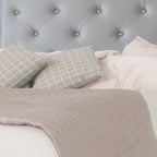 Lit King Size - Gris, tête de lit capitonnée avec LED, Pour 2