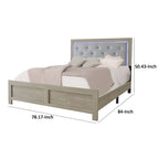Lit King Size - Gris, tête de lit capitonnée avec LED, Pour 2
