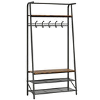 Banc à chaussures porte-manteau d'entrée en métal marron – 1 personne, Jumeau / Très grand lit
