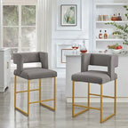 Tabouret de comptoir en velours émeraude/crème/noir/marine/gris, lot de 2